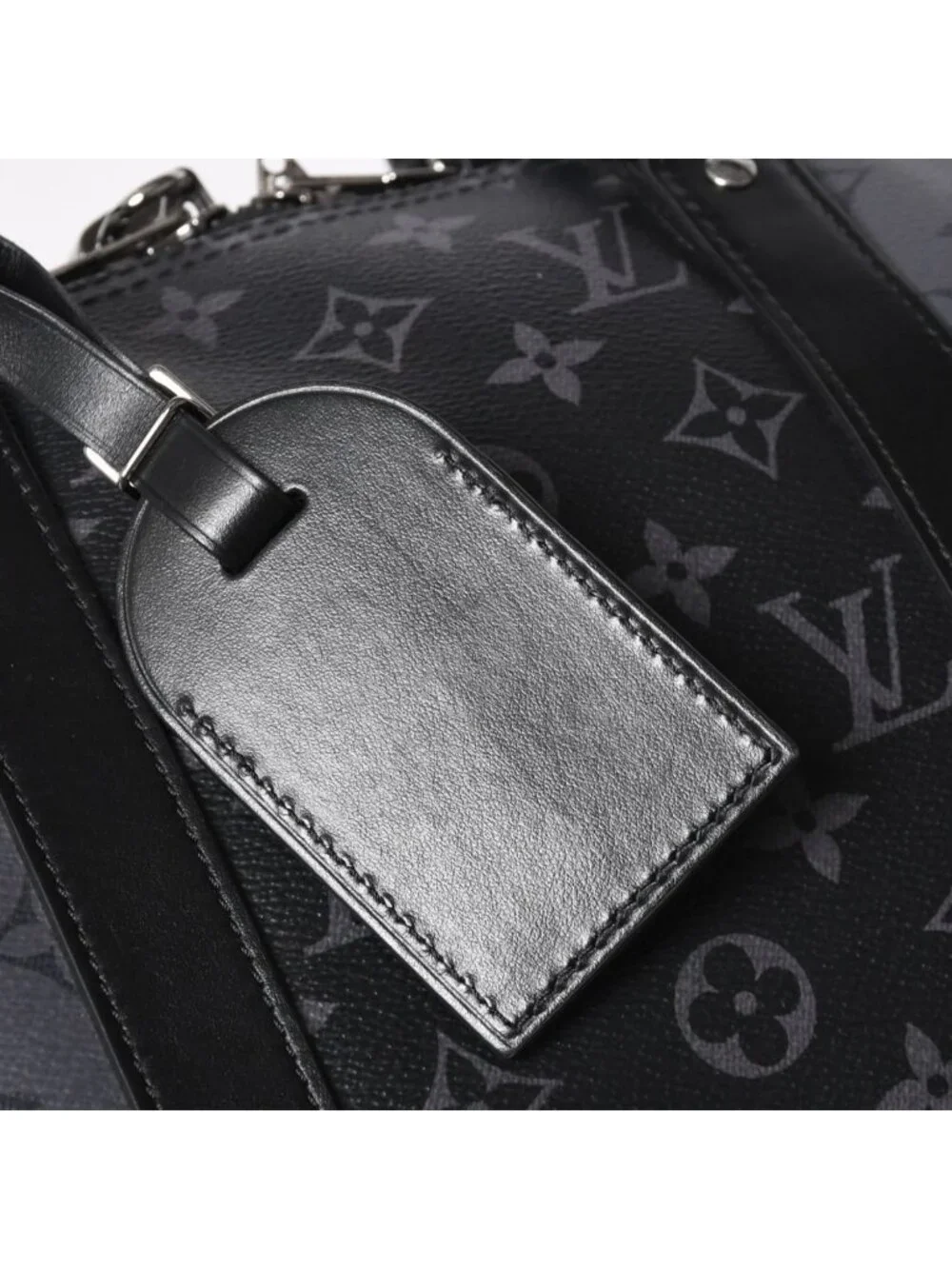 Louis Vuitton LV Keepall Bandouliere 50 Black Gray Silver